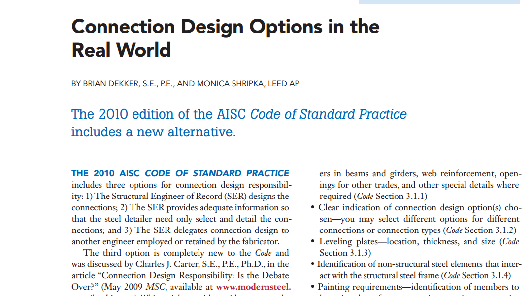 Brian Dekker Co-Publishes Paper in Modern Steel Construction